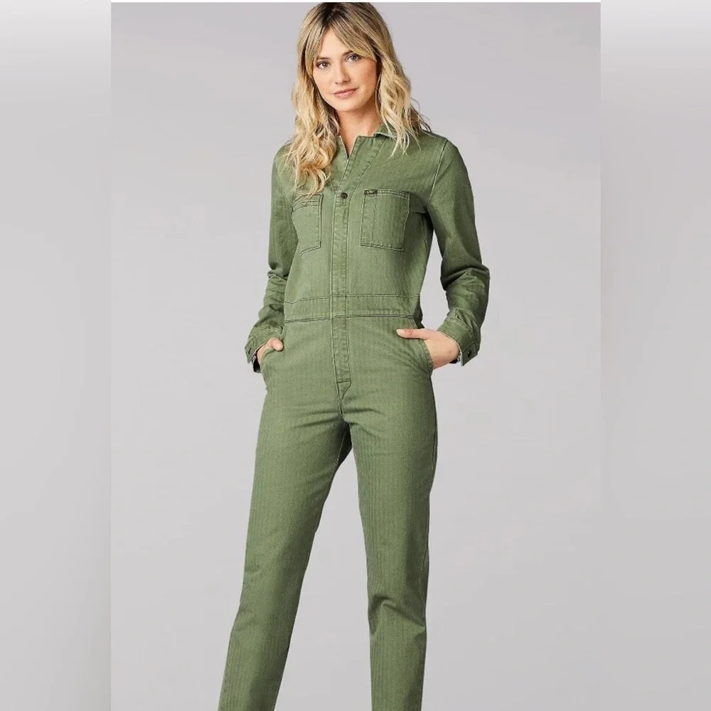 Lee vintage striped fitted Unionnalls from Free People Olive Green Jumpsuit